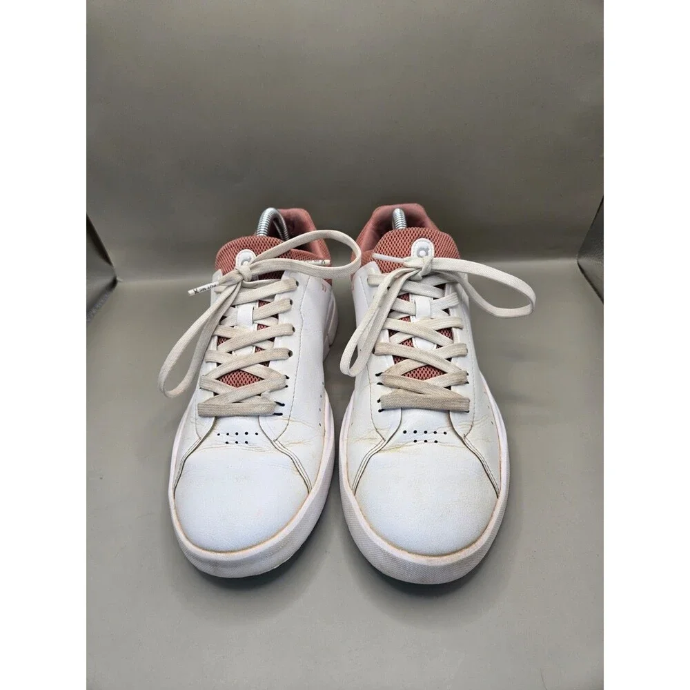 On The Roger Advantage Tennis Shoes Womens 9.5 White Dusty Rose Athletic Sneaker